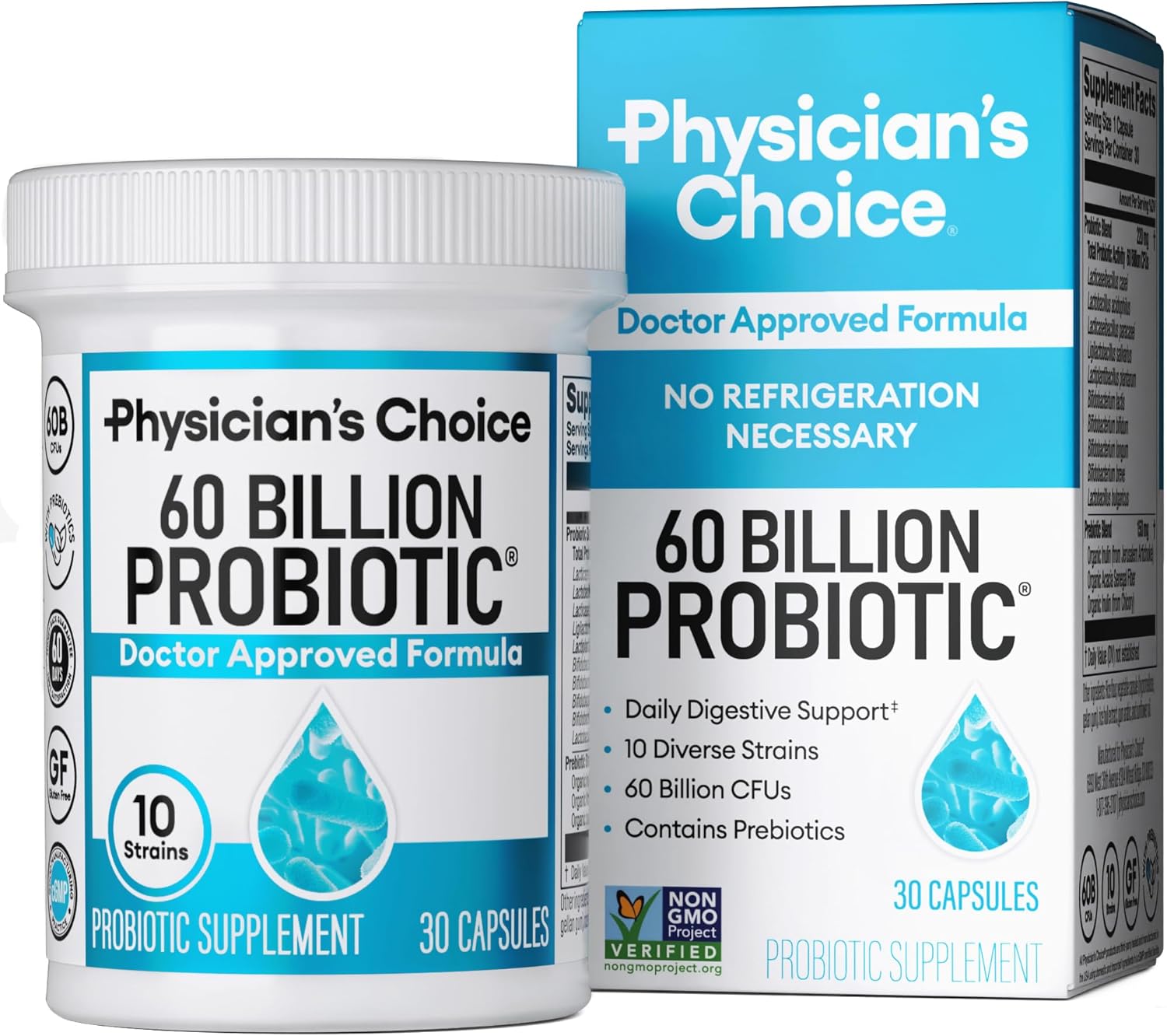 Physician's Choice Probiotics 60 Billion CFU - 10 Strains + Organic Prebiotics - Immune,...